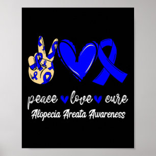 Love Cure Alopecia Areata Blue Ribbon Awareness Poster