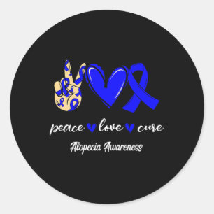 Love Cure Alopecia Blue Ribbon Awareness  Classic Round Sticker