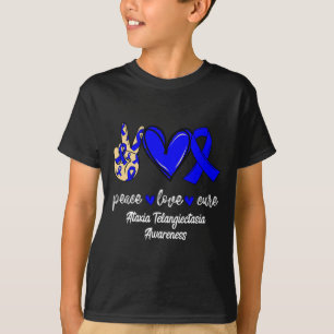 Love Cure Ataxia Telangiectasia Blue Ribbon Awaren T-Shirt