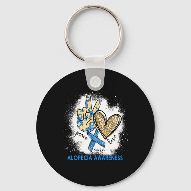Love Cure Bleached Alopecia Awareness  Key Ring (Front)