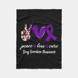Love Cure Drug Overdose Purple Ribbon Awareness Fleece Blanket