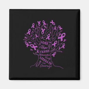 Love Cure Fibromyalgia Awareness Purple Ribbon Tre Magnet