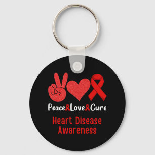 Love Cure Heart Disease Awareness Month Men Women Key Ring