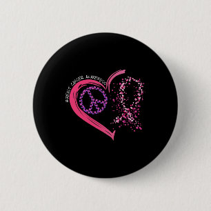 Love Cure Hearted Pink Ribbon Breast Cancer Awaren 6 Cm Round Badge