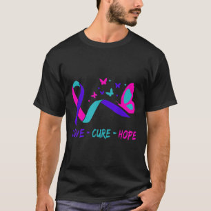 Love Cure Hope Cervical Cancer Warrior Butterfly R T-Shirt