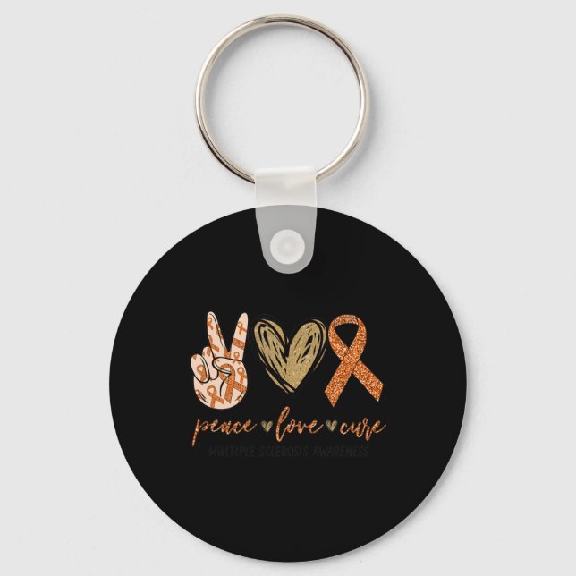 Love Cure Multiple Sclerosis Awareness Supporter  Key Ring (Front)