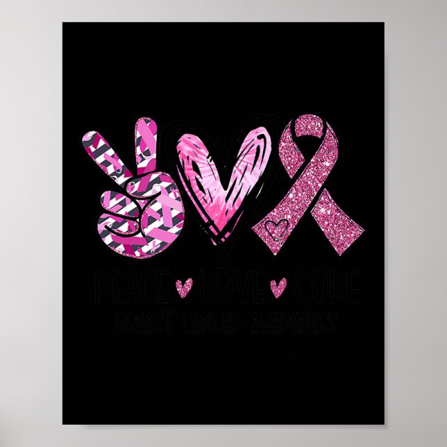 Love Cure Pink Ribbon Cancer Breast Awareness 1  Poster (Front)