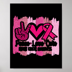 Love Cure Pink Ribbon Cancer Breast Awareness 2 Poster