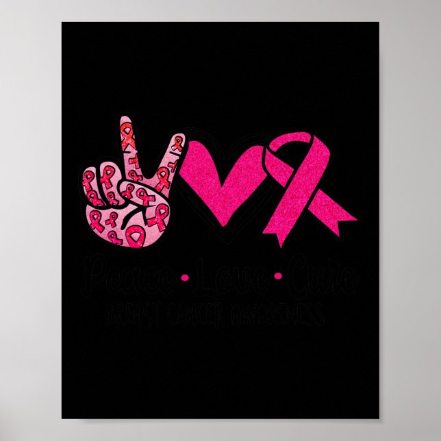 Love Cure Pink Ribbon Cancer Breast Awareness 3  Poster (Front)