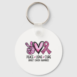 Love Cure Pink Ribbon Cancer Breast Awareness  Key Ring