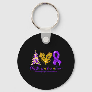 Love Cure Purple Ribbon Fibromyalgia Awareness 1  Key Ring