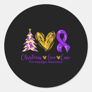 Love Cure Purple Ribbon Fibromyalgia Awareness Classic Round Sticker