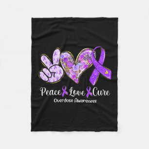 Love Cure Purple Ribbon Overdose Awareness Gifts Fleece Blanket