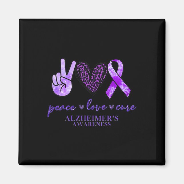 Love Cure Ribbon Leopard Alzheimerheimer Brain Awa Magnet (Front)
