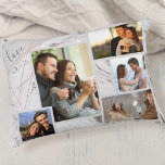 Love - Custom 5 Photo Collage - Grey White Marble Decorative Cushion<br><div class="desc">Stylish accent pillow which you can personalise with 5 of your favourite photos. The template is set up ready for you to add your photos, working from left to right. Your photos are set against a modern watercolor marble in grey and white, with an elegant geometric design in grey and...</div>
