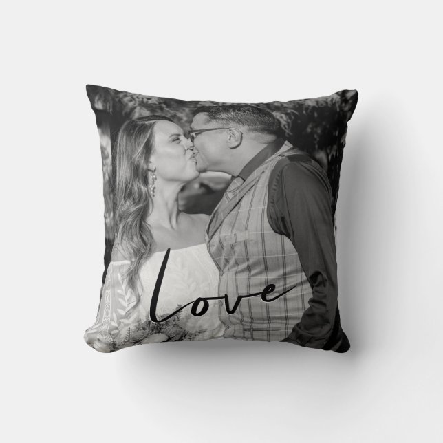 Love Custom Black and White Photo Cushion (Front)