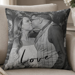 Love Custom Black and White Photo Cushion