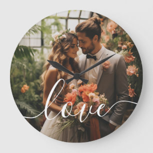 'Love' Custom couple photo Large Clock
