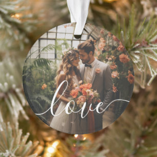'Love' Custom couple photo Ornament