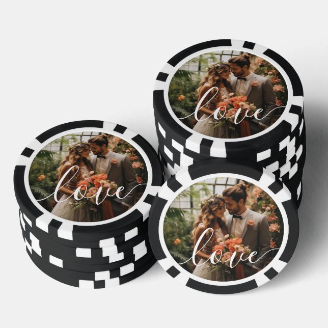 'Love' Custom couple photo Poker Chips (Stack)