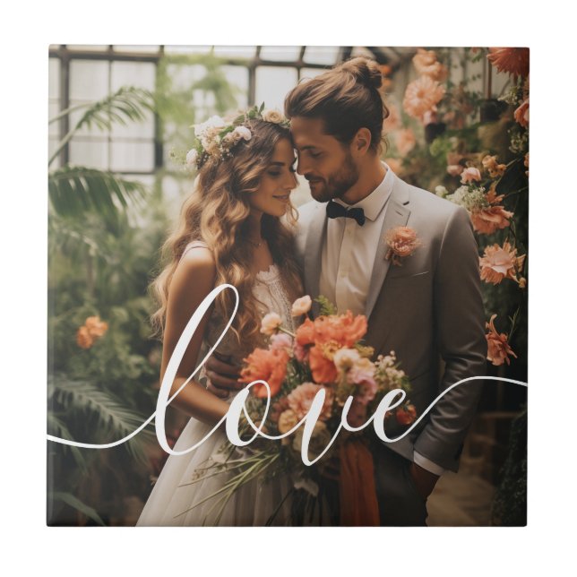 'Love' Custom couple photo Tile (Front)
