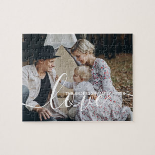 'Love' Custom family photo with custom name Jigsaw Puzzle