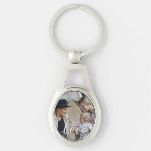 'Love' Custom family photo with custom name Key Ring