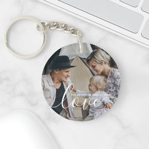 'Love' Custom family photo with custom name Key Ring