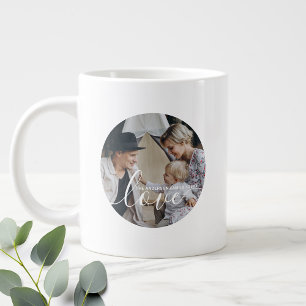 'Love' Custom family photo with custom name Large Coffee Mug