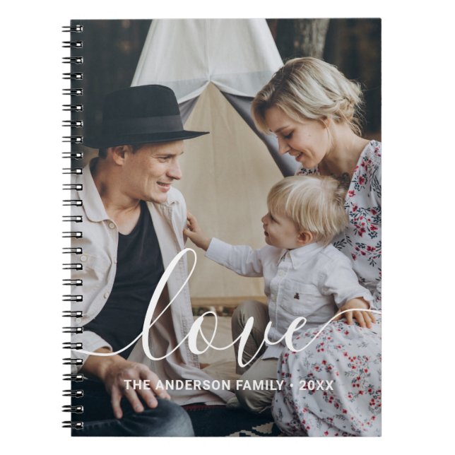'Love' Custom family photo with custom name Notebook (Front)
