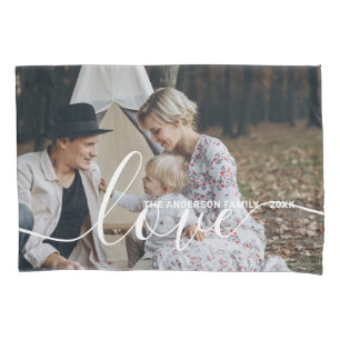'Love' Custom family photo with custom name Pillowcase