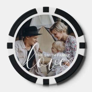 'Love' Custom family photo with custom name Poker Chips