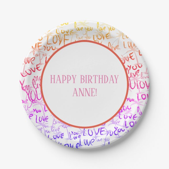 Love  Custom Paper Plates (Front)