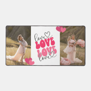 LOVE Custom Photos Hearts Valentine's Day Desk Mat