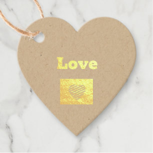 Love Custom Text Shape Heart Foil Favour Tag