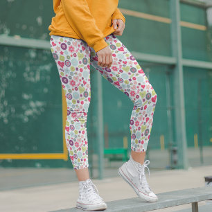 Love Cute Colourful Heart Buttons Valentine's Day Leggings