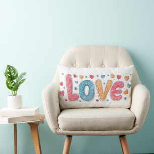 Love Cute Colourful Slogan Lumbar Cushion