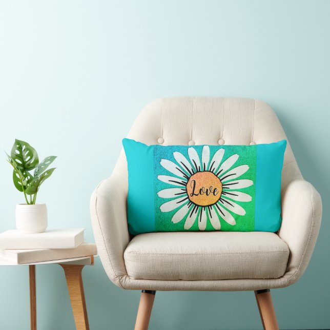 LOVE Cute Daisy Flower   Lumbar Cushion (Chair)
