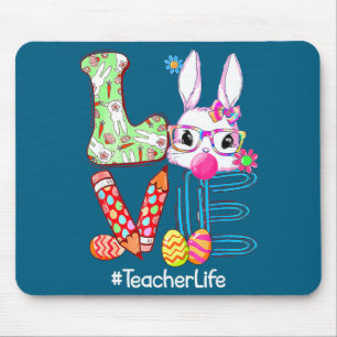Love Cute Easter Teacher Life Bunny Easter Mouse Pad