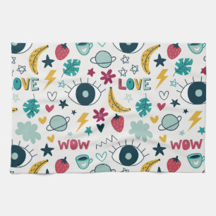 Love cute eye design tea towel