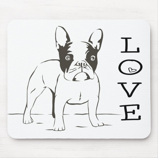 Love Cute French Bulldog Puppy Dog Mousepad (Front)
