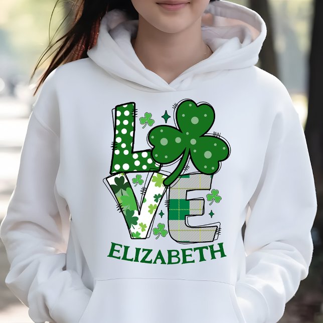 Love Cute Green St Patrick's Day Personalised Hoodie (Creator Uploaded)