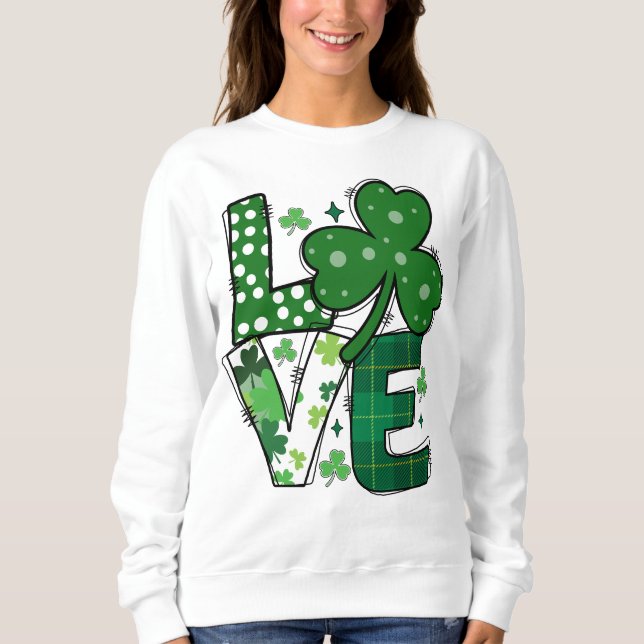 Love Cute Green St Patrick's Day Sweatshirt - C005 (Front)