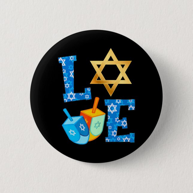 LOVE Cute Hanukkah Decorations Dreidel Menorah 6 Cm Round Badge (Front)