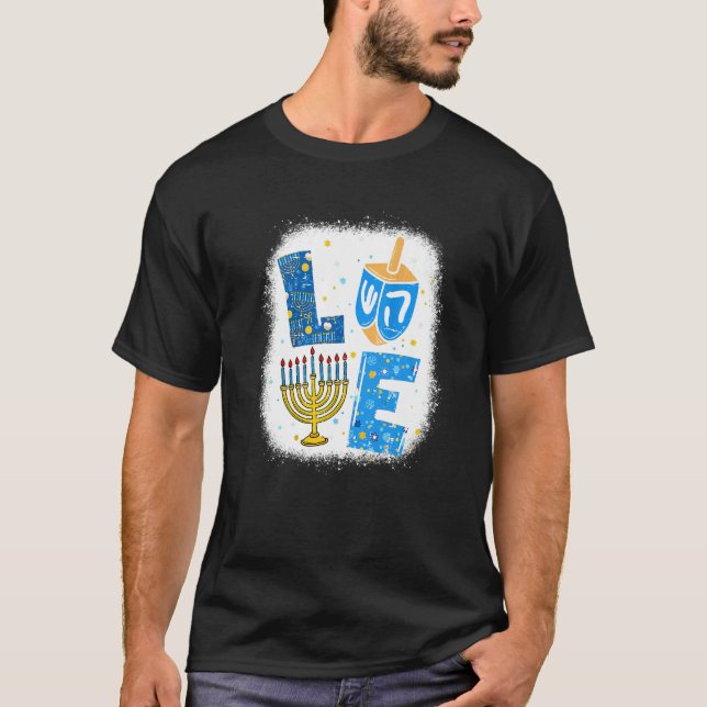 LOVE Cute Hanukkah Decorations Dreidel Menorah Cha T-Shirt (Front)