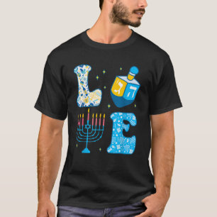 Love Cute Hanukkah Dreidel Menorah Chanukah Jewish T-Shirt