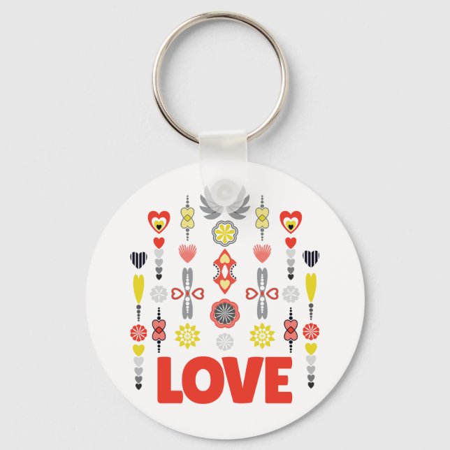 LOVE Cute Minimalist Anniversary  Key Ring (Front)