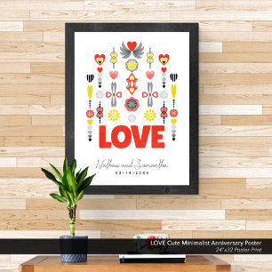 LOVE Cute Minimalist Anniversary  Poster