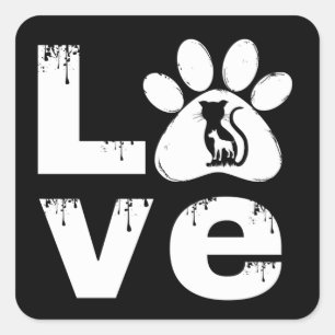 LOVE CUTE PET PAW LOVER SQUARE STICKER