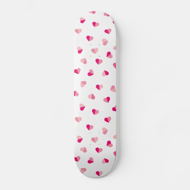 Love Cute Pink Heart Pattern Skateboard (Front)